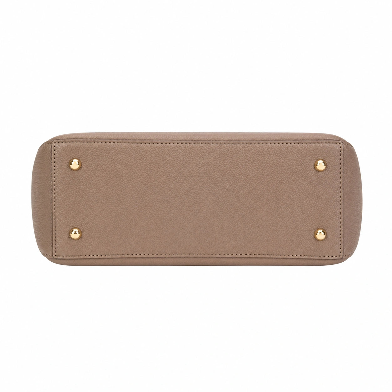 Baglora Structured Taupe Satchel Handbag with Gold-Tone Hardware