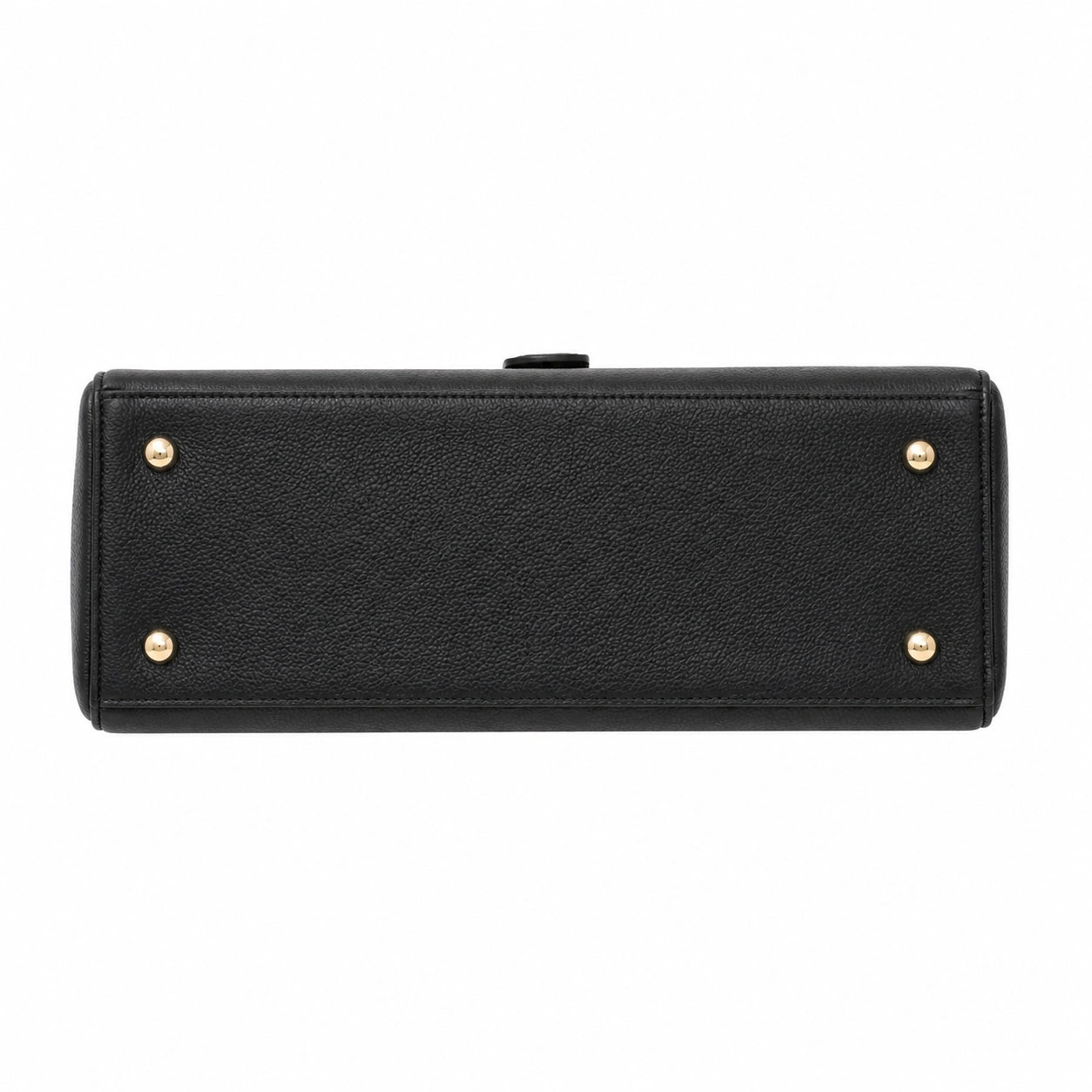 Baglora Black Leather Flap Satchel Handbag with Gold-Tone Hardware