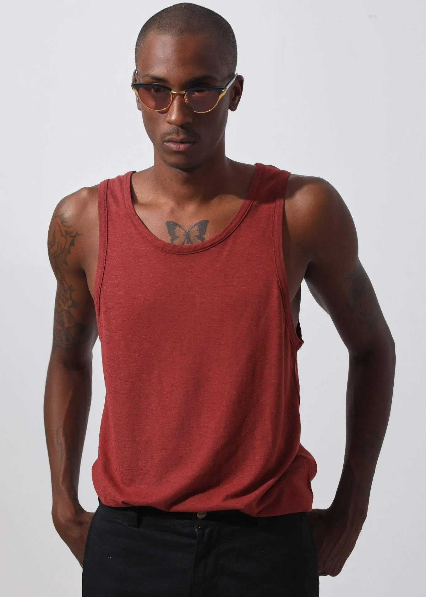 Afends Mens Classic - Hemp Singlet - Rojo