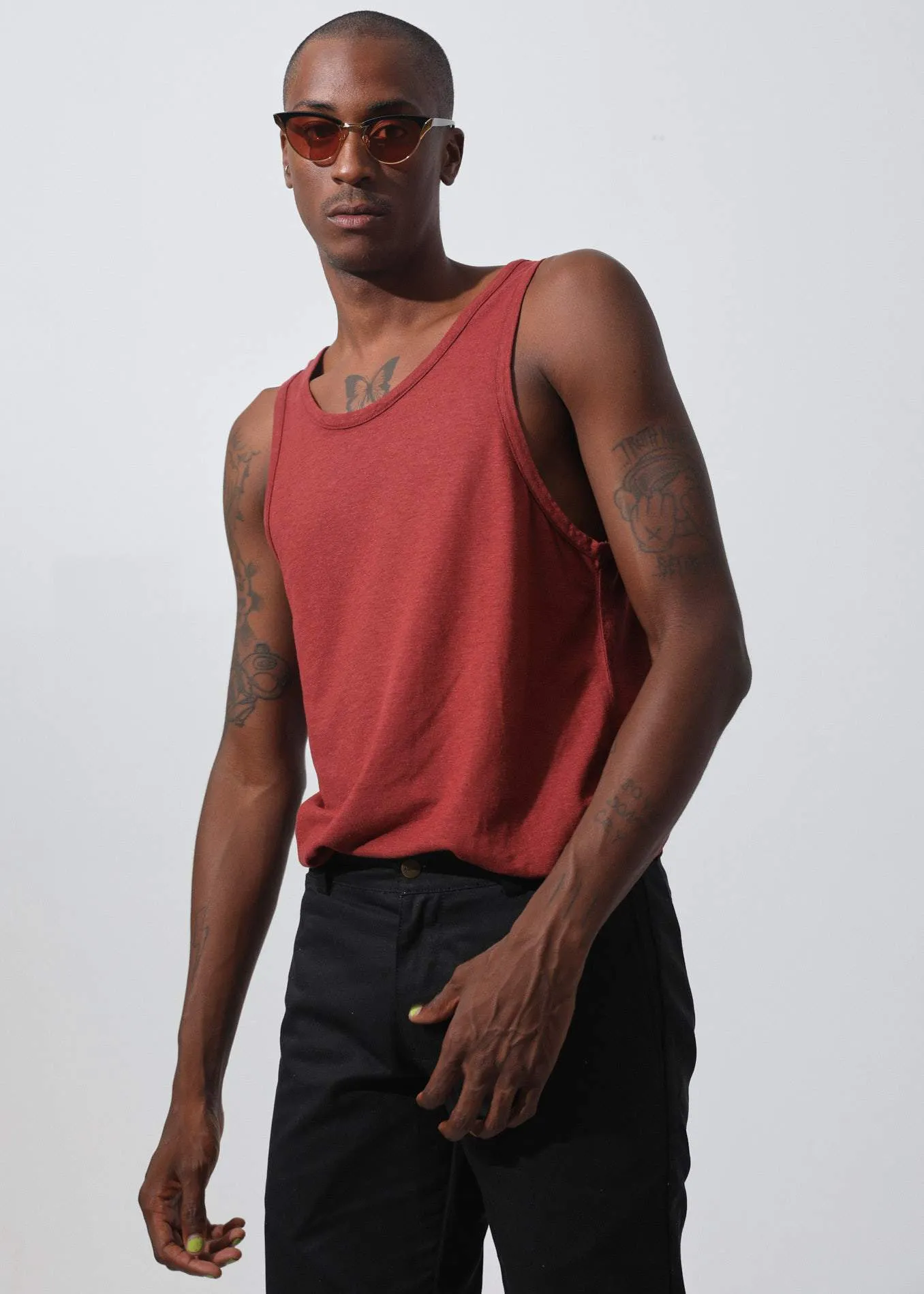 Afends Mens Classic - Hemp Singlet - Rojo