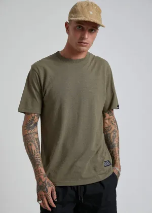 Afends Mens New Order - Hemp Retro Fit Tee - Dark Olive