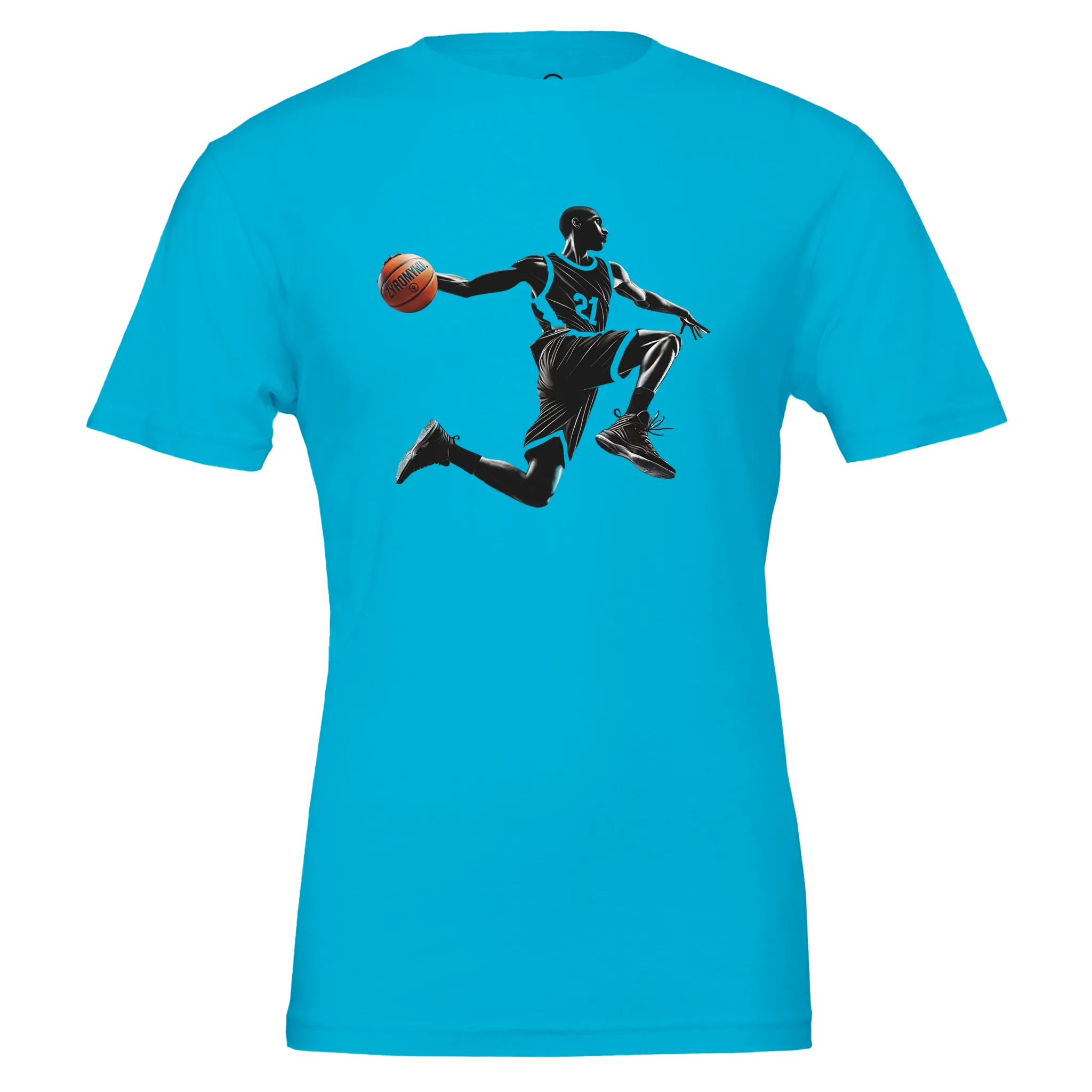 Basketball Player Mid-Air - Premium Unisex Crewneck T-shirt | Bella   Canvas 3001