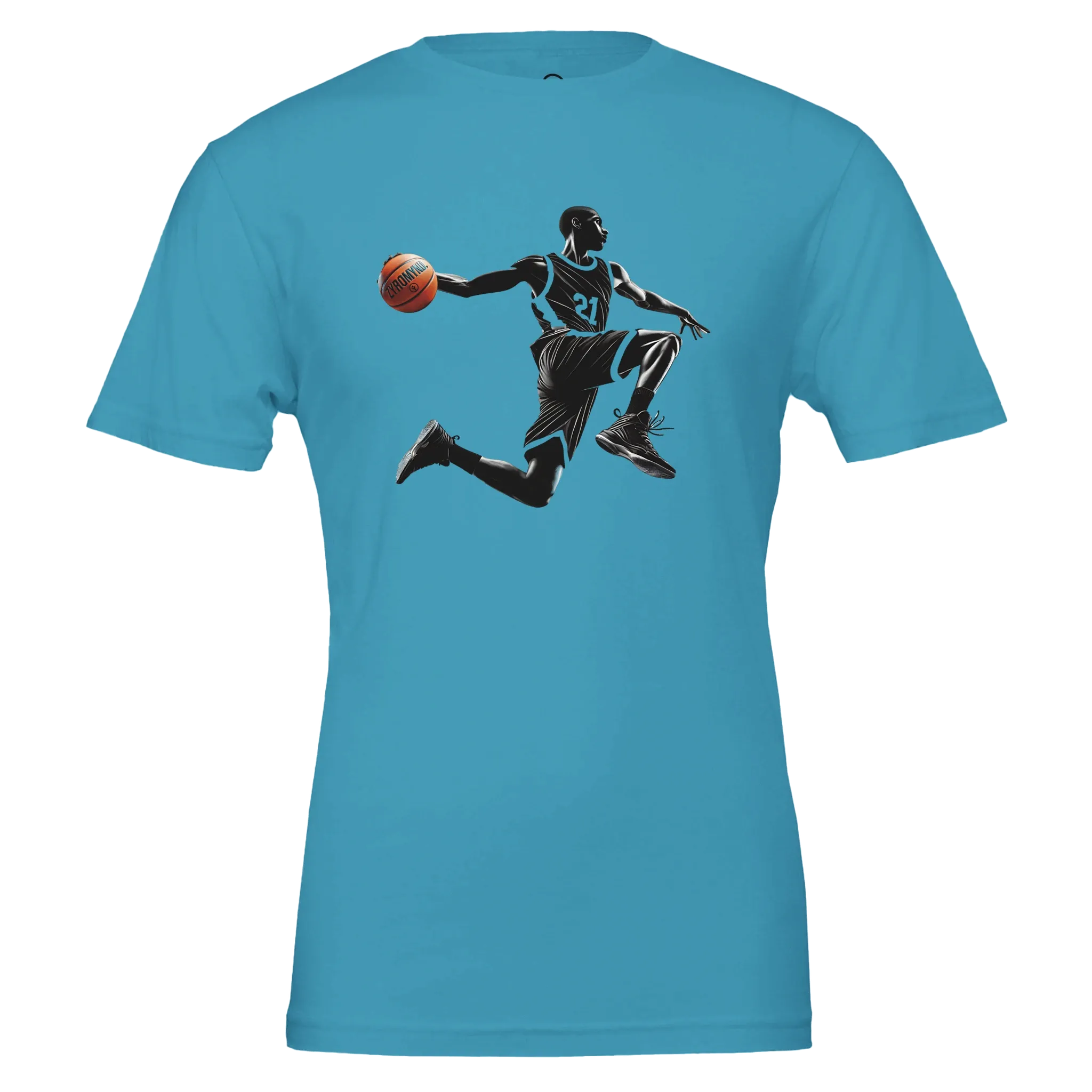 Basketball Player Mid-Air - Premium Unisex Crewneck T-shirt | Bella   Canvas 3001