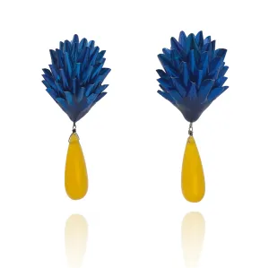 Blue and Yellow Aluminum Earrings