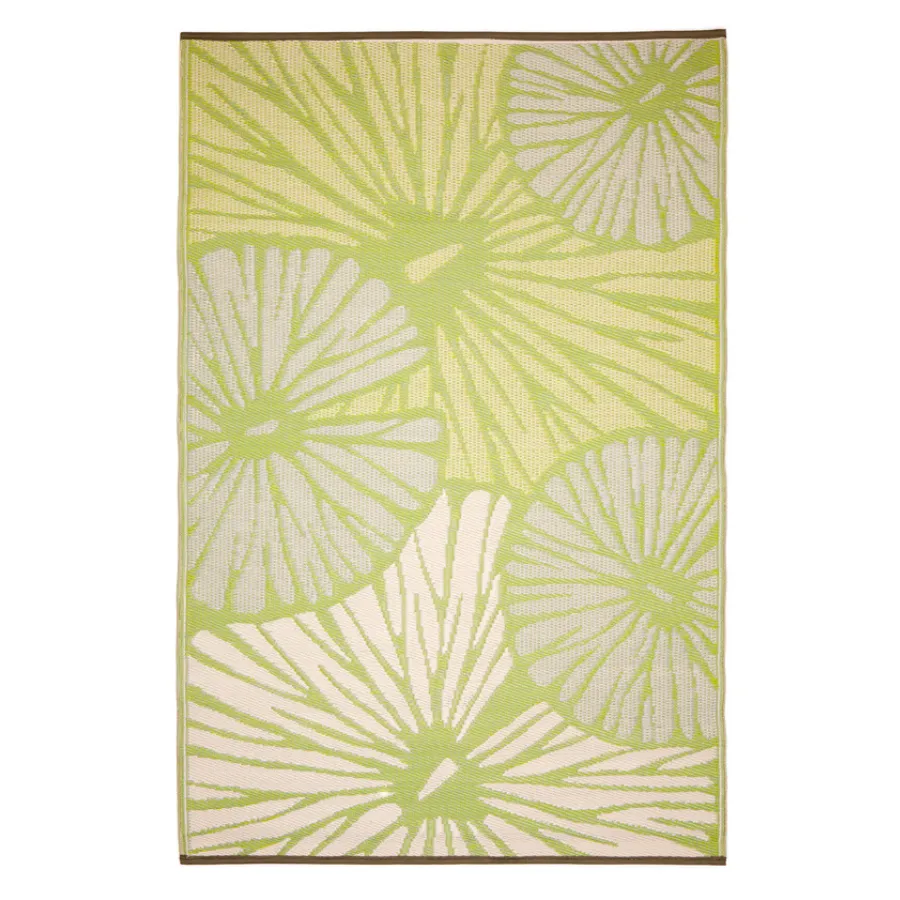 Citrus Lily Green Botanical Recycled Plastic Reversible Outdoor Rug