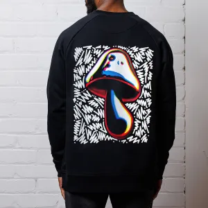 Doodle Shroom Back Print - Sweatshirt - Black