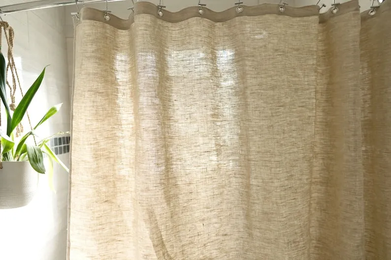 Eco-Friendly Hemp Shower Curtain with Roller Rings