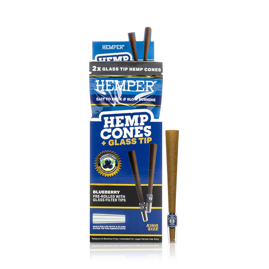 Hemper - King Size Hemp Cones   Glass Tip | 2PK