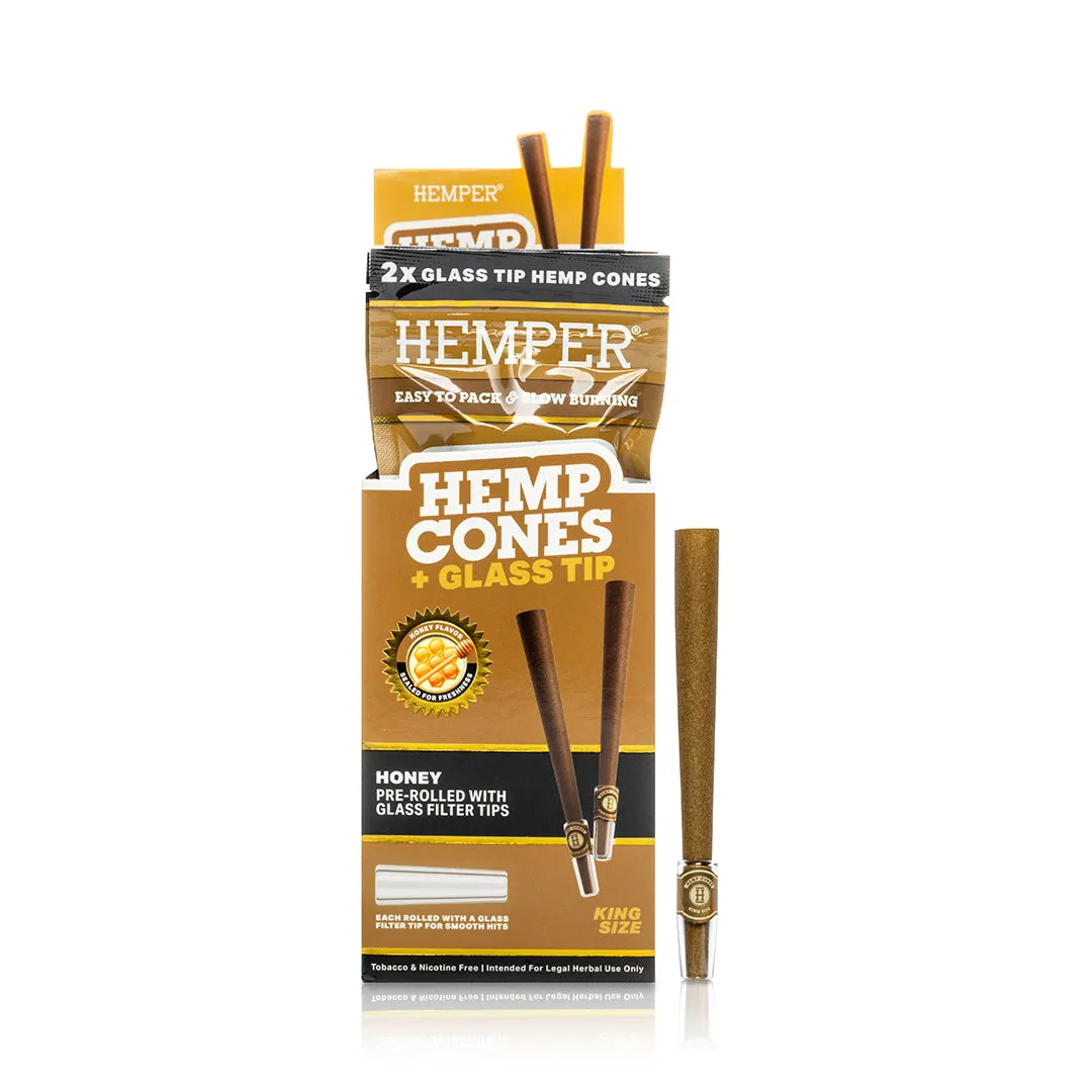 Hemper - King Size Hemp Cones   Glass Tip | 2PK