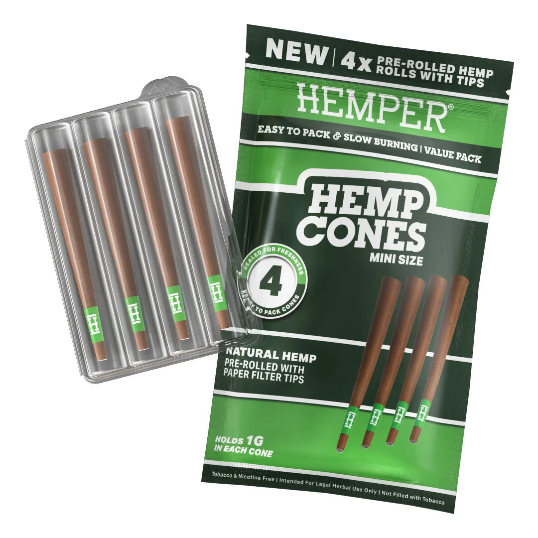 Hemper - Mini Size Hemp Cones With Paper Tip | 4PK