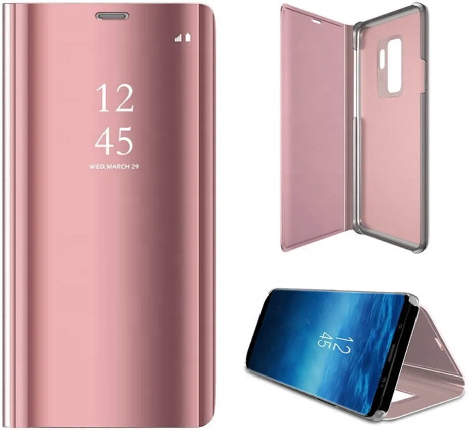 Huawei P Smart Pro Clear View Wallet Case - Rose Gold Pink