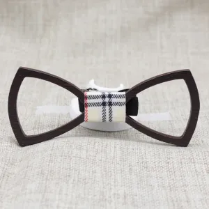 Men's Dark Hollow Glasses Wooden Bow Tie Set