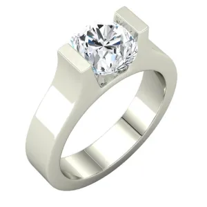 Modern Solitaire Engagement Ring Channel Set with Moissanite