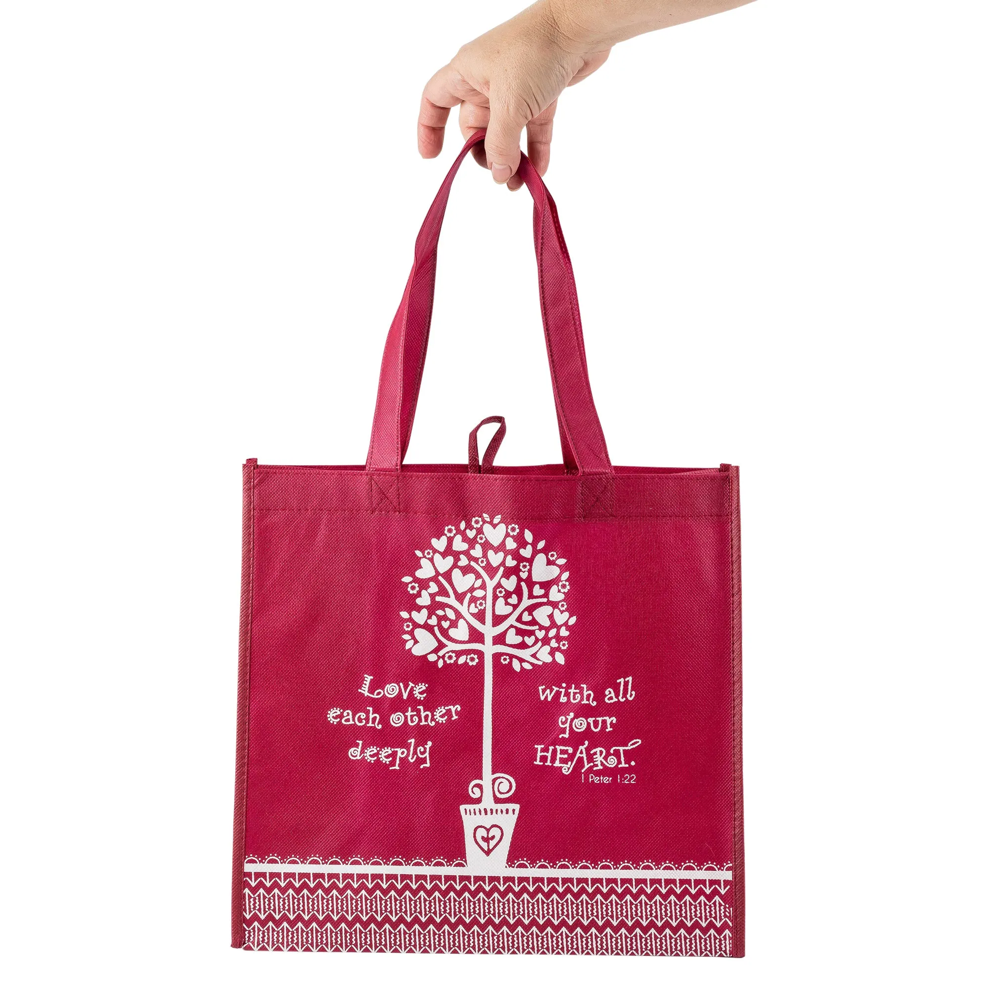 Pink Eco Tote Bag - 1 Peter 1:22 "Love Each Other"