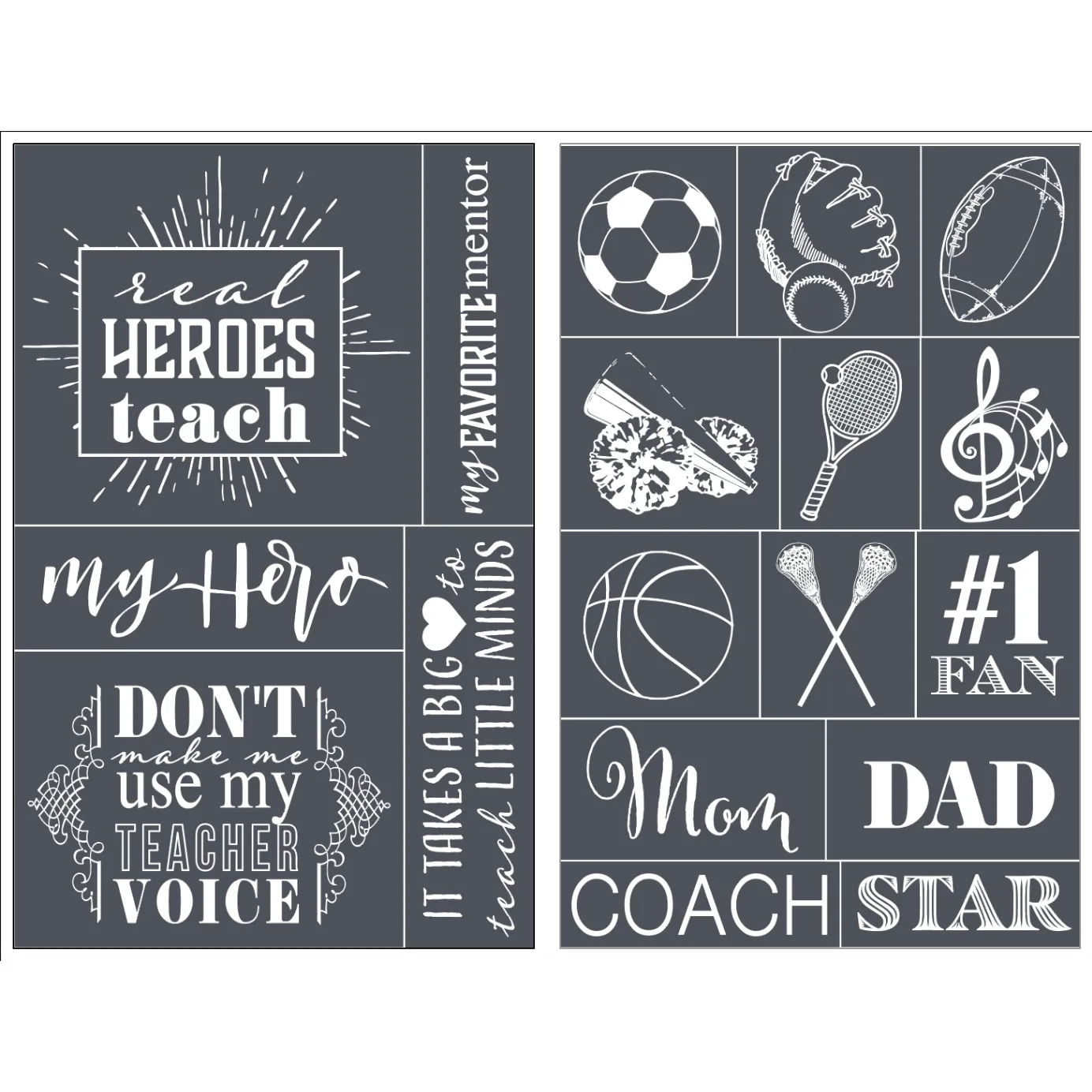 Real Heroes Teach (2 Sheets) ~ Mesh Stencil 5.5"x8.5"