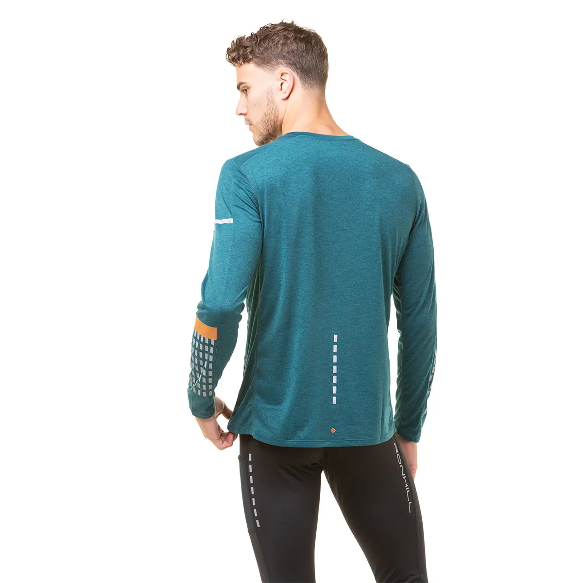 Ronhill Tech Afterhours Long Sleeve Tee Mens | Dplagoon/copper/rflct