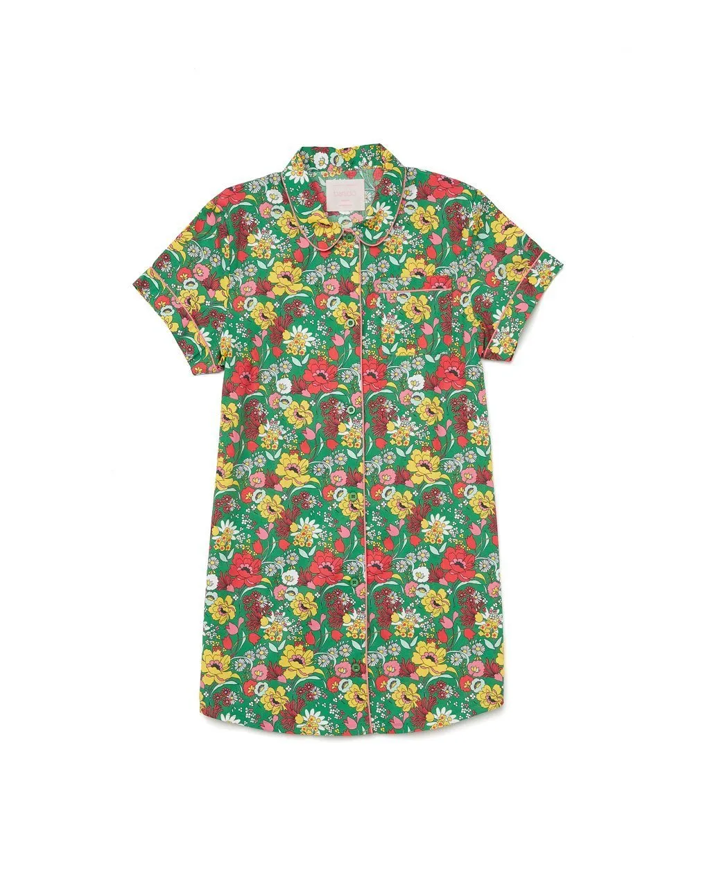 Short Sleeve Leisure Dress - Emerald Super Bloom