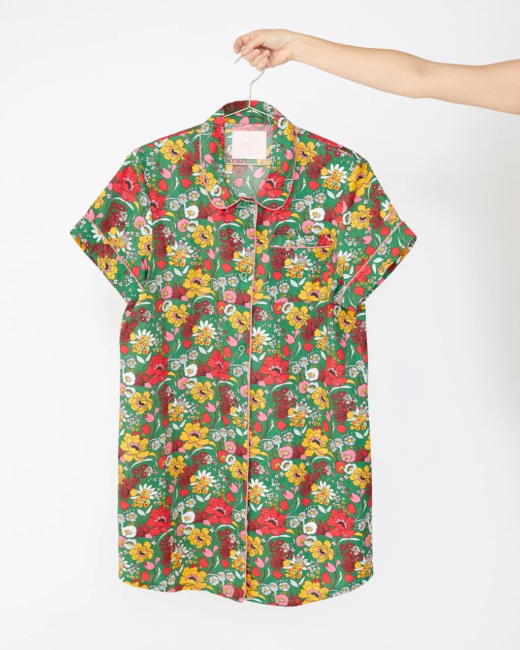 Short Sleeve Leisure Dress - Emerald Super Bloom