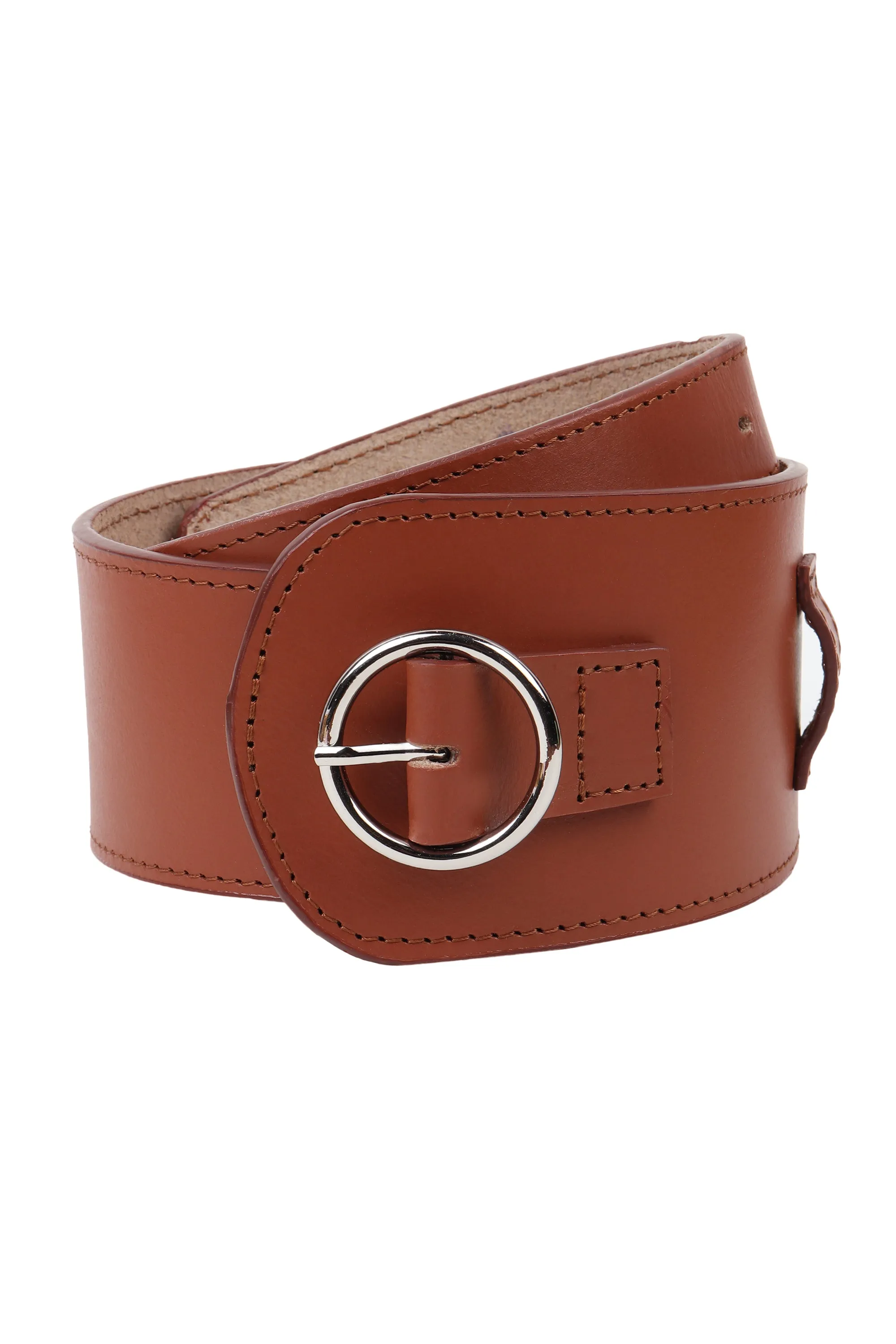 Wide Upcycled Leather Belt Tan