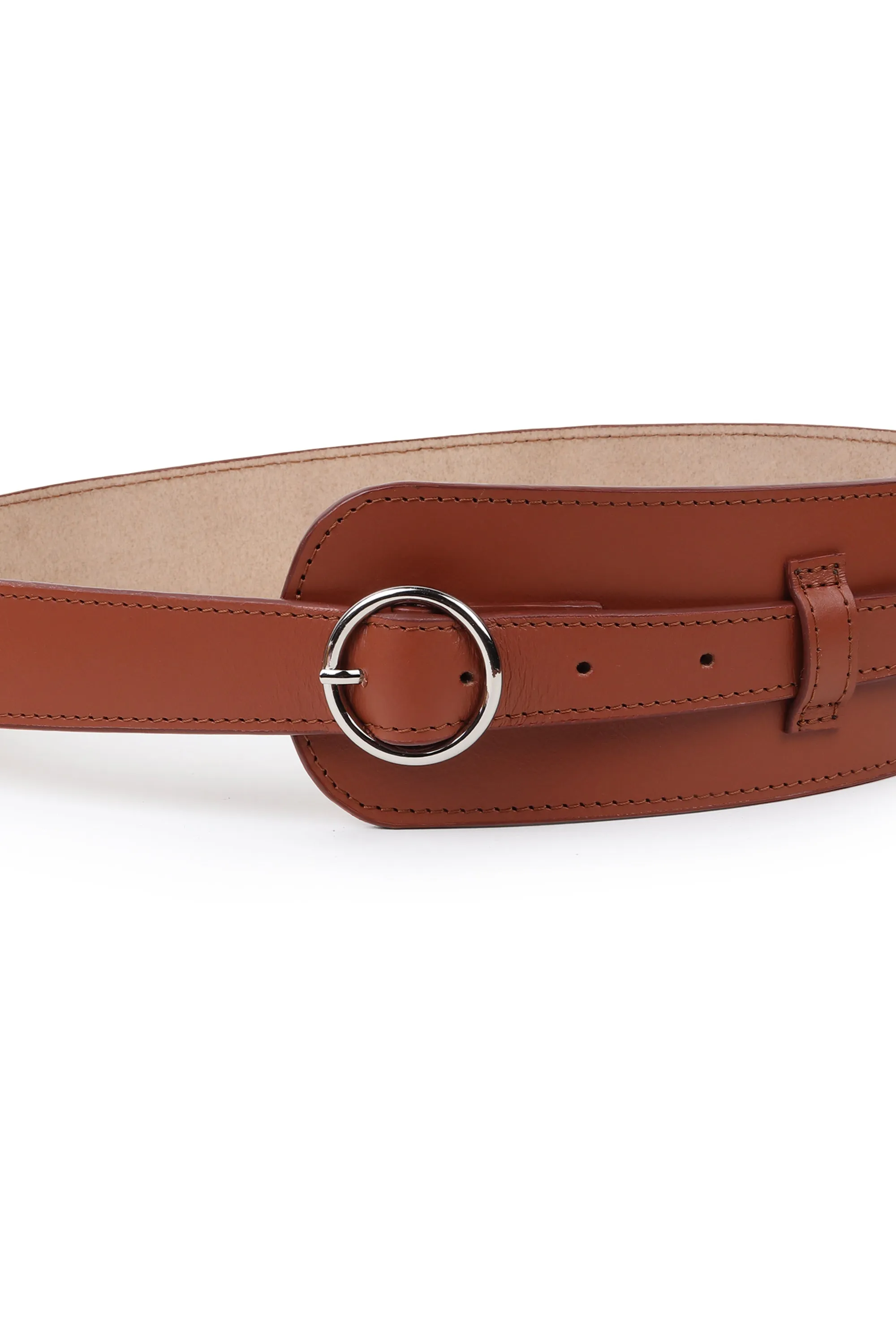 Wide Upcycled Leather Belt Tan